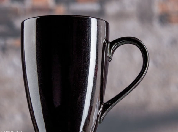  CERAMIC  Black Shinning 325ml set of 6 Coffee /Tea /Milk Mug For Everyday  - Black